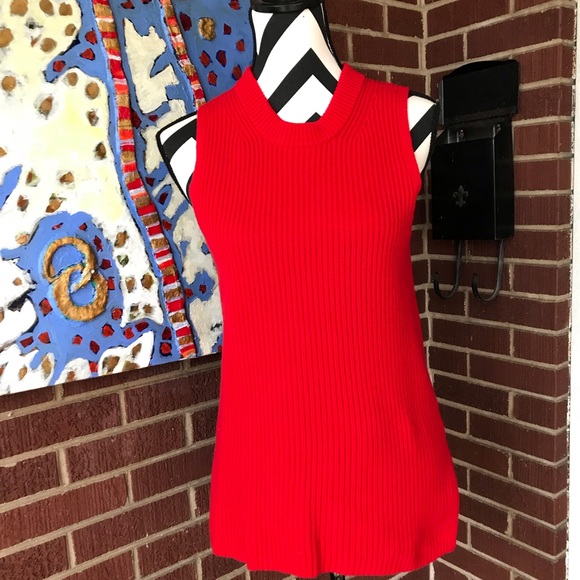 J. Crew Red Ribbed Sleeveless Sweater Tank - Picture 7 of 8
